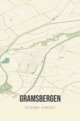Retro Dutch city map of Gramsbergen located in Overijssel. Vintage street map.