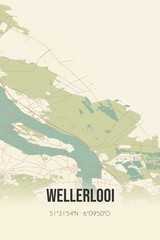 Retro Dutch city map of Wellerlooi located in Limburg. Vintage street map.