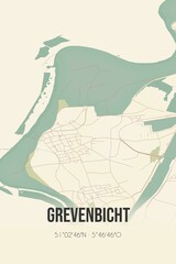 Retro Dutch city map of Grevenbicht located in Limburg. Vintage street map.