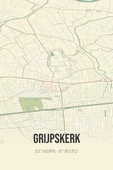 Retro Dutch city map of Grijpskerk located in Groningen. Vintage street map.