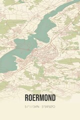 Obraz premium Retro Dutch city map of Roermond located in Limburg. Vintage street map.