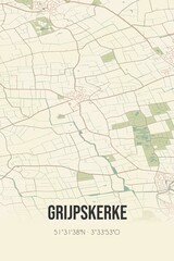 Fototapeta na wymiar Retro Dutch city map of Grijpskerke located in Zeeland. Vintage street map.