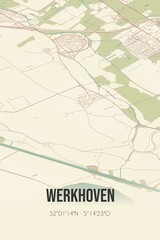 Retro Dutch city map of Werkhoven located in Utrecht. Vintage street map.