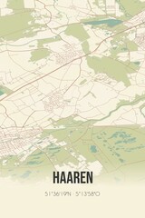 Fototapeta na wymiar Retro Dutch city map of Haaren located in Noord-Brabant. Vintage street map.