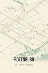 Retro Dutch city map of Rozenburg located in Noord-Holland. Vintage street map.