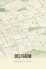 Fototapeta na wymiar Retro Dutch city map of Delfgauw located in Zuid-Holland. Vintage street map.