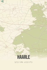 Retro Dutch city map of Haarle located in Overijssel. Vintage street map.