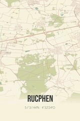 Fototapeta na wymiar Retro Dutch city map of Rucphen located in Noord-Brabant. Vintage street map.