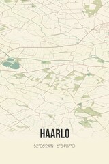 Obraz premium Retro Dutch city map of Haarlo located in Gelderland. Vintage street map.