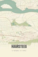 Retro Dutch city map of Haarsteeg located in Noord-Brabant. Vintage street map.