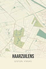 Obraz premium Retro Dutch city map of Haarzuilens located in Utrecht. Vintage street map.