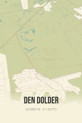 Retro Dutch city map of Den Dolder located in Utrecht. Vintage street map.