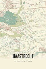 Retro Dutch city map of Haastrecht located in Zuid-Holland. Vintage street map.
