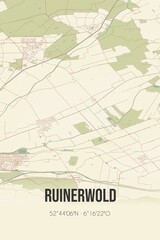 Retro Dutch city map of Ruinerwold located in Drenthe. Vintage street map.