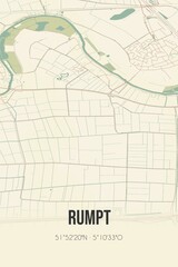 Retro Dutch city map of Rumpt located in Gelderland. Vintage street map.