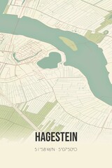 Retro Dutch city map of Hagestein located in Utrecht. Vintage street map.