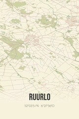 Fototapeta na wymiar Retro Dutch city map of Ruurlo located in Gelderland. Vintage street map.