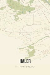 Retro Dutch city map of Haler located in Limburg. Vintage street map.