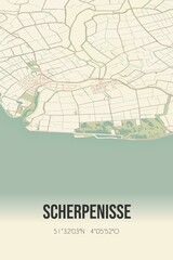 Fototapeta premium Retro Dutch city map of Scherpenisse located in Zeeland. Vintage street map.