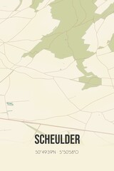 Retro Dutch city map of Scheulder located in Limburg. Vintage street map.