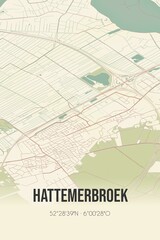 Obraz premium Retro Dutch city map of Hattemerbroek located in Gelderland. Vintage street map.
