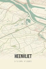 Fototapeta na wymiar Retro Dutch city map of Heenvliet located in Zuid-Holland. Vintage street map.