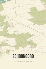Retro Dutch city map of Schoonoord located in Drenthe. Vintage street map.
