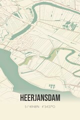 Retro Dutch city map of Heerjansdam located in Zuid-Holland. Vintage street map.