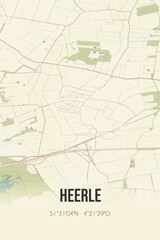 Retro Dutch city map of Heerle located in Noord-Brabant. Vintage street map.