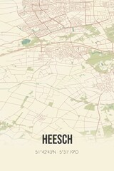 Fototapeta na wymiar Retro Dutch city map of Heesch located in Noord-Brabant. Vintage street map.