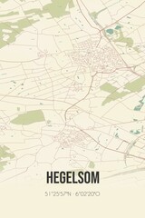 Fototapeta na wymiar Retro Dutch city map of Hegelsom located in Limburg. Vintage street map.