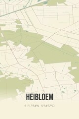 Retro Dutch city map of Heibloem located in Limburg. Vintage street map.