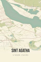Retro Dutch city map of Sint Agatha located in Noord-Brabant. Vintage street map.