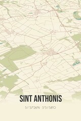 Retro Dutch city map of Sint Anthonis located in Noord-Brabant. Vintage street map.