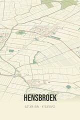 Fototapeta na wymiar Retro Dutch city map of Hensbroek located in Noord-Holland. Vintage street map.