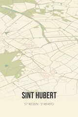 Retro Dutch city map of Sint Hubert located in Noord-Brabant. Vintage street map.
