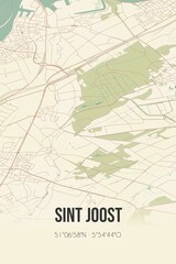 Retro Dutch city map of Sint Joost located in Limburg. Vintage street map.