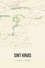 Retro Dutch city map of Sint Kruis located in Zeeland. Vintage street map.
