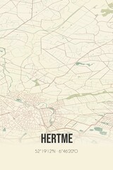 Obraz premium Retro Dutch city map of Hertme located in Overijssel. Vintage street map.