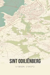 Retro Dutch city map of Sint Odiliënberg located in Limburg. Vintage street map.