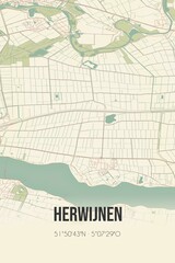 Naklejka premium Retro Dutch city map of Herwijnen located in Gelderland. Vintage street map.