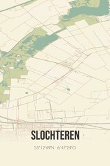 Obraz premium Retro Dutch city map of Slochteren located in Groningen. Vintage street map.