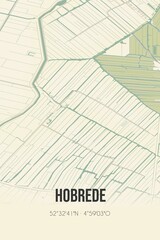 Retro Dutch city map of Hobrede located in Noord-Holland. Vintage street map.