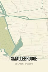 Fototapeta na wymiar Retro Dutch city map of Smallebrugge located in Fryslan. Vintage street map.