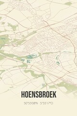 Retro Dutch city map of Hoensbroek located in Limburg. Vintage street map.