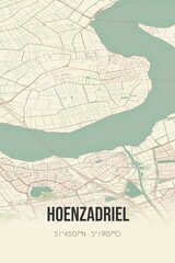 Obraz premium Retro Dutch city map of Hoenzadriel located in Gelderland. Vintage street map.