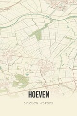 Fototapeta na wymiar Retro Dutch city map of Hoeven located in Noord-Brabant. Vintage street map.