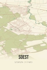 Retro Dutch city map of Soest located in Utrecht. Vintage street map.