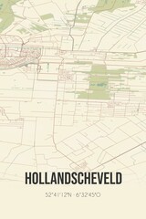 Obraz premium Retro Dutch city map of Hollandscheveld located in Drenthe. Vintage street map.