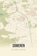 Retro Dutch city map of Someren located in Noord-Brabant. Vintage street map.